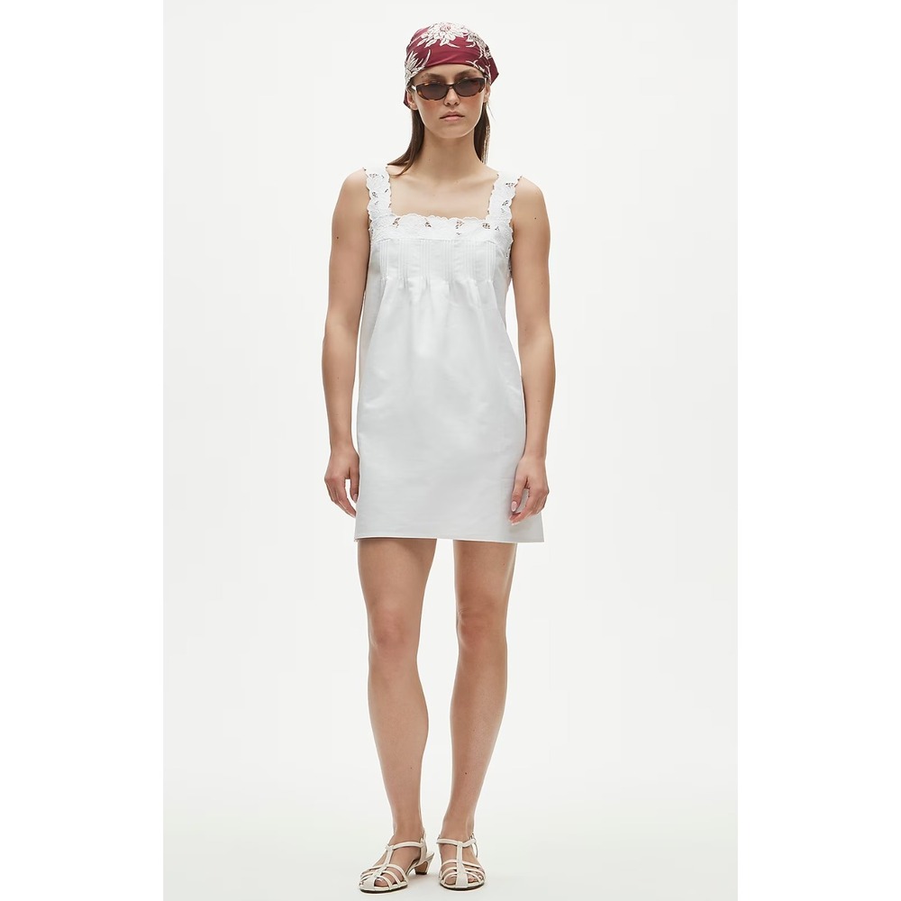 J.Crew | NWT Ondine Mini Dress in White Double Cotton Poplin | Sz M